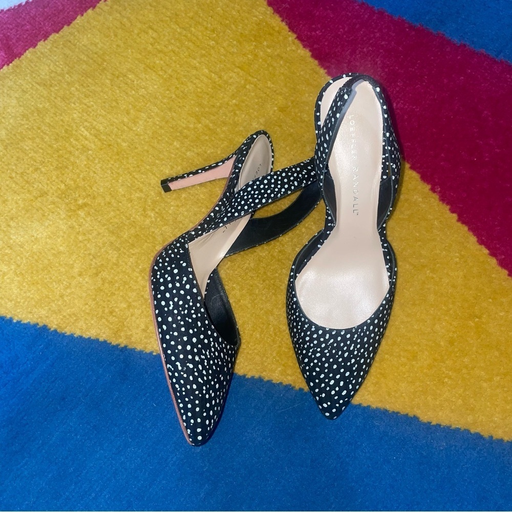 Loeffler Randall Slingback Black and White Speckled Heels Size 7